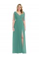 Outlet Sleeveless Soft Chiffon V-Back A-Line Icelandic Silver Maxi Evening Dress Canada