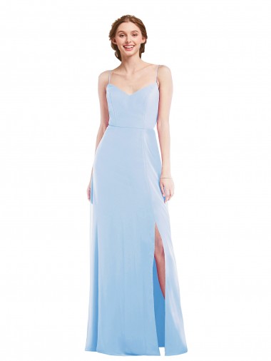 Outlet Sleeveless Soft Chiffon A-Line Light Sky Blue Maxi Evening Dresses Canada