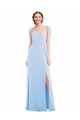Outlet Sleeveless Soft Chiffon A-Line Light Sky Blue Maxi Evening Dresses Canada