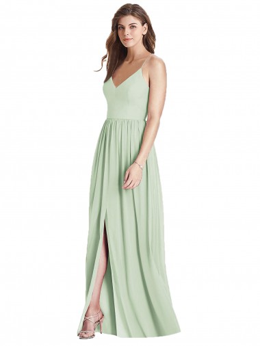 Outlet Sleeveless Soft Chiffon Criss Cross Back A-Line Sage Maxi Evening Gown Canada