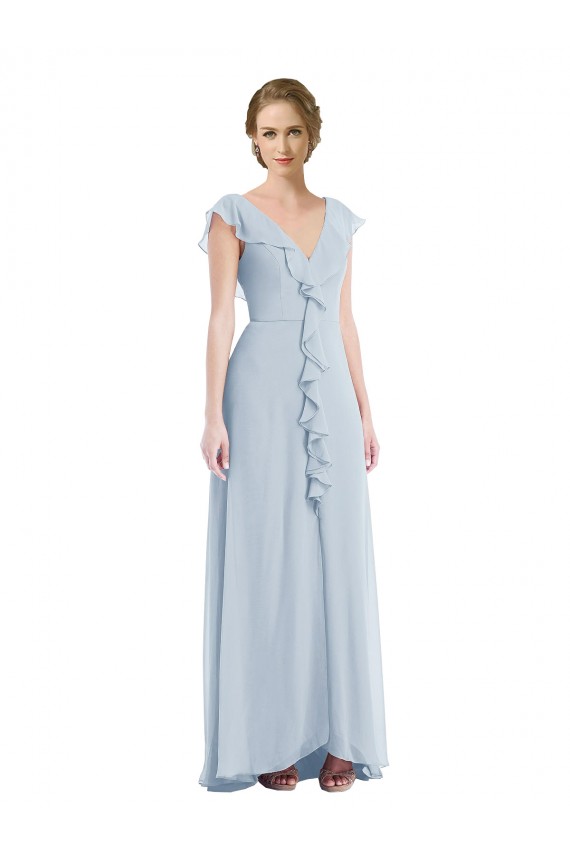 Outlet Sleeveless Soft Chiffon V-Back A-Line Sea Glass Maxi Evening Dress Canada