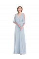 Outlet Half Sleeves Soft Chiffon A-Line Sea Glass Maxi Evening Dress Canada