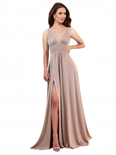 Outlet Sleeveless Spandex Low Back A-Line Dusty Pink Sexy Evening Dress Canada