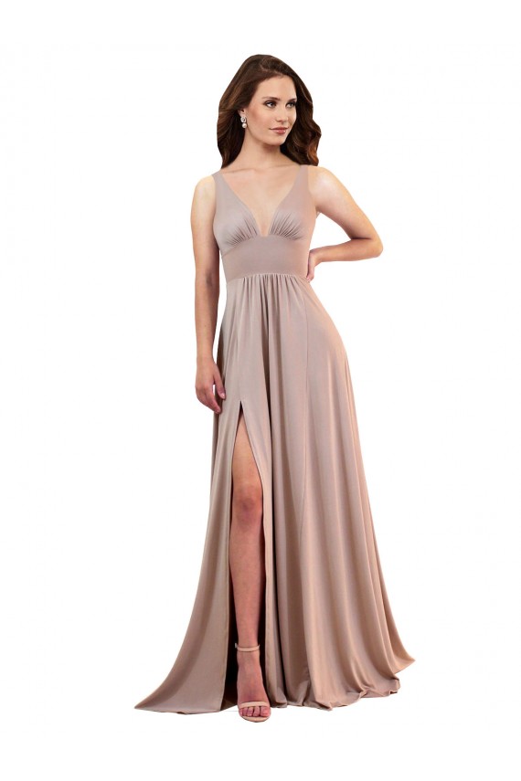 Outlet Sleeveless Spandex Low Back A-Line Dusty Pink Sexy Evening Dress Canada