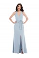 Outlet Sleeveless Stretch Crepe Open Back A-Line Light Sky Blue Maxi Evening Dress Canada