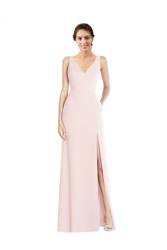 Outlet Sleeveless Stretch Crepe Low Back A-Line Pink Semi Formal Evening Dress Canada