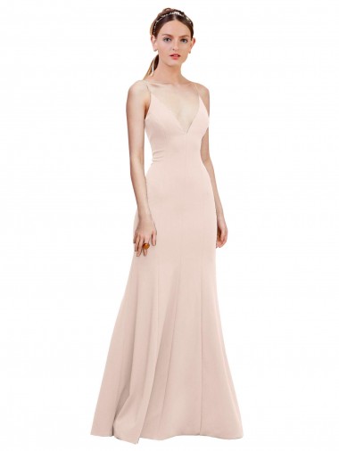 Outlet Sleeveless Stretch Crepe V-Back A-Line Pink Evening Gown Canada