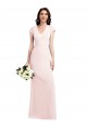 Outlet Cap Sleeves Stretch Crepe A-Line Pink Evening Dress Canada