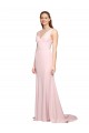 Outlet Sleeveless Stretch Crepe V-Back A-Line Pink Semi Formal Evening Dress Canada