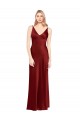 Outlet Sleeveless Stretch Satin V-Back A-Line Burgundy Evening Dress Canada