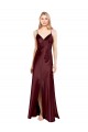 Outlet Sleeveless Stretch Satin A-Line Burgundy Gold Evening Dresses Canada