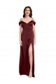 Outlet Sleeveless Stretch Satin A-Line Burgundy Gold Evening Gown Canada