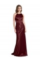 Outlet Sleeveless Stretch Satin A-Line Burgundy Gold Evening Dress Canada