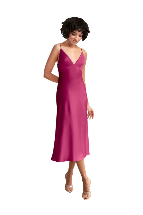 Outlet Sleeveless Stretch Satin Low Back A-Line Fuchsia Evening Dress Canada