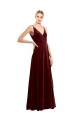 Outlet Sleeveless Stretch Velvet V-Back A-Line Burgundy Evening Dress Canada
