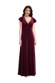 Outlet Flutter Sleeve Stretch Velvet A-Line Burgundy Maxi Evening Dress Canada