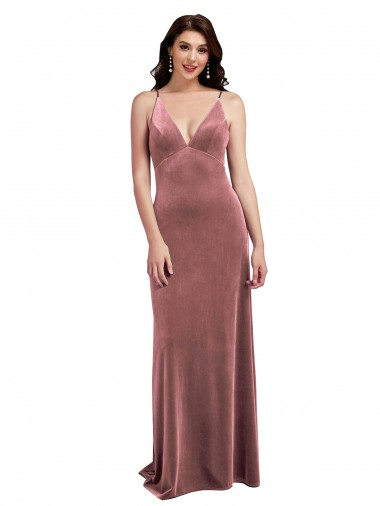 Outlet Sleeveless Stretch Velvet Low Back A-Line Cinnamon Rose Sexy Evening Dress Canada