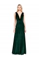 Outlet Sleeveless Stretch Velvet V-Back A-Line Dark Green Evening Dress Canada