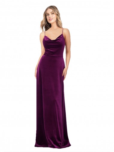 Outlet Sleeveless Stretch Velvet Criss Cross Back A-Line Grape Evening Dress Canada