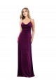 Outlet Sleeveless Stretch Velvet Criss Cross Back A-Line Grape Evening Dress Canada