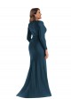 Outlet Long Sleeves Silky Satin Mermaid Atlantic Blue Plus Size Evening Dress Canada