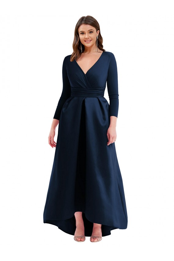 Outlet Long Sleeves Spandex Ball Dress Dark Navy Plus Size Evening Dress Canada