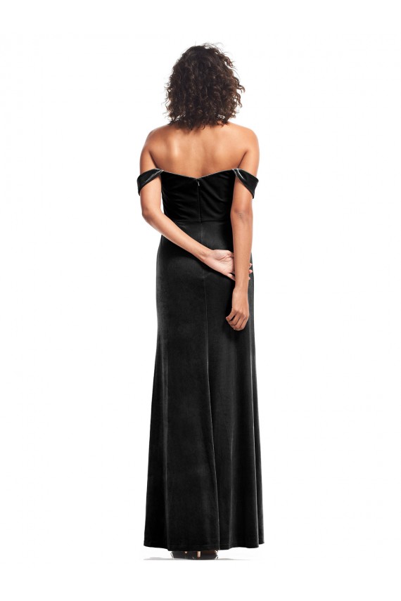 Outlet Sleeveless Stretch Velvet A-Line Black Evening Dress Canada