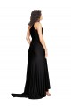 Outlet Sleeveless Silky Satin A-Line Black Sexy Evening Dress Canada