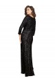 Outlet Long Sleeves Sequin A-Line Black Evening Dress Canada