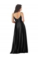 Outlet Sleeveless Silky Satin Low Back A-Line Black V-Neck Evening Dress Canada