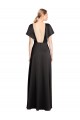Outlet Cap Sleeves Stretch Satin Open Back A-Line Black Evening Dress Canada