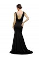 Outlet Sleeveless Silky Satin Low Back A-Line Black Evening Dress Canada