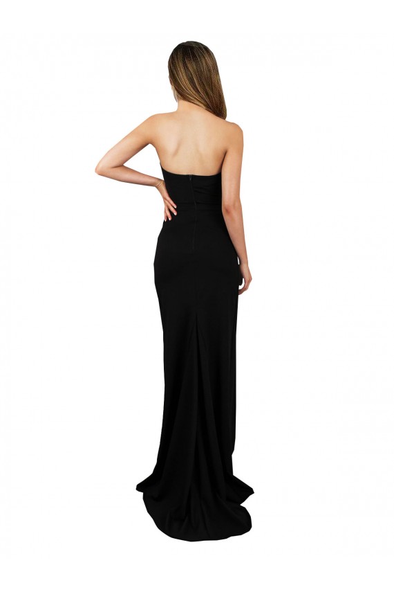 Outlet Sleeveless Stretch Crepe Low Back Column Black Sexy Evening Dress Canada