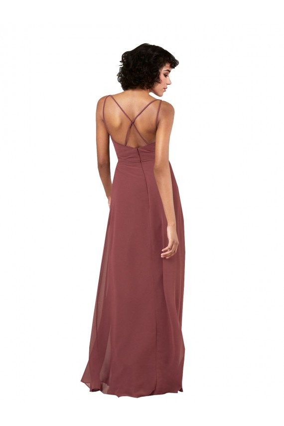 Outlet Sleeveless Soft Chiffon Criss Cross Open Back Column Black Evening Dress Canada