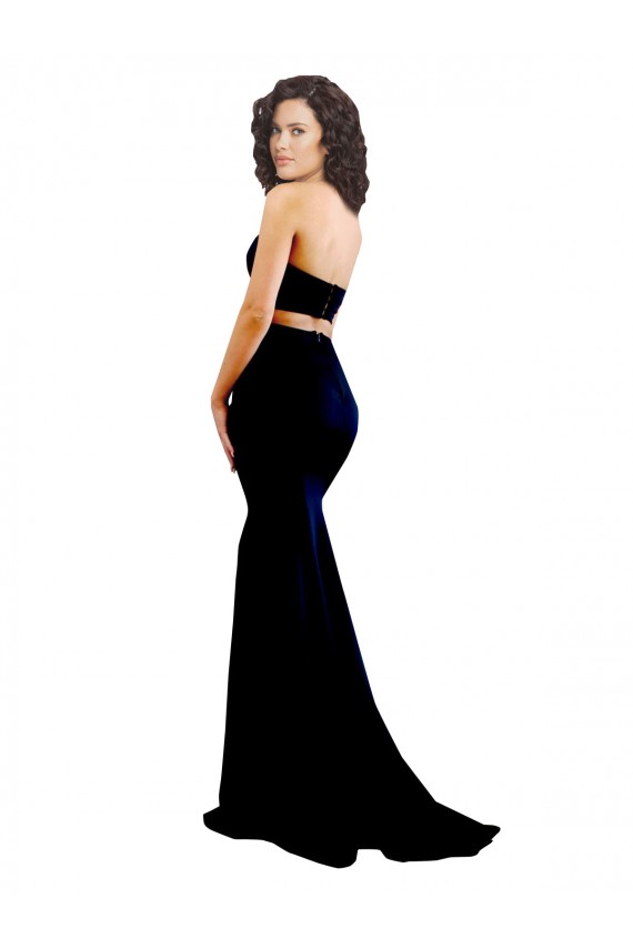 Outlet Sleeveless Stretch Crepe Low Back Mermaid Black Evening Gown Canada
