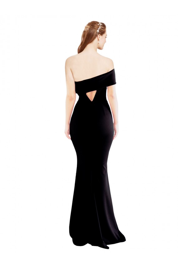 Outlet Sleeveless Stretch Crepe Keyhole Back Mermaid Black Evening Dress Canada