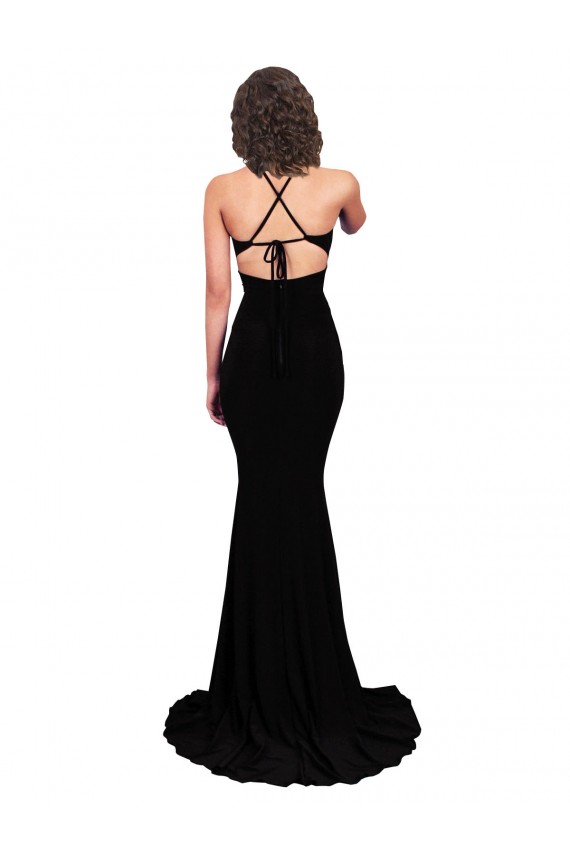 Outlet Sleeveless Spandex Open Back Mermaid Black Sexy Evening Dress Canada