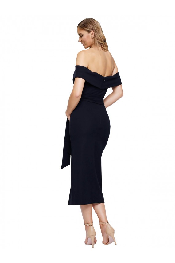 Outlet Sleeveless Stretch Crepe Low Back Sheath Black Evening Dress Canada