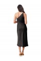 Outlet Sleeveless Stretch Satin Sheath Black Evening Dress Canada