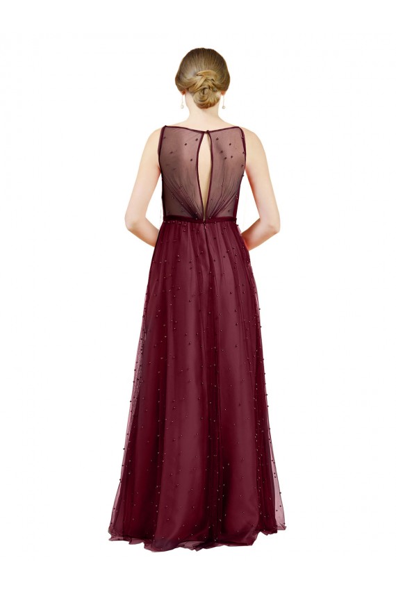 Outlet Sleeveless Tulle Keyhole Back A-Line Burgundy Semi Formal Evening Dress Canada