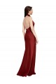 Outlet Sleeveless Stretch Satin Backless A-Line Burgundy Evening Dress Canada