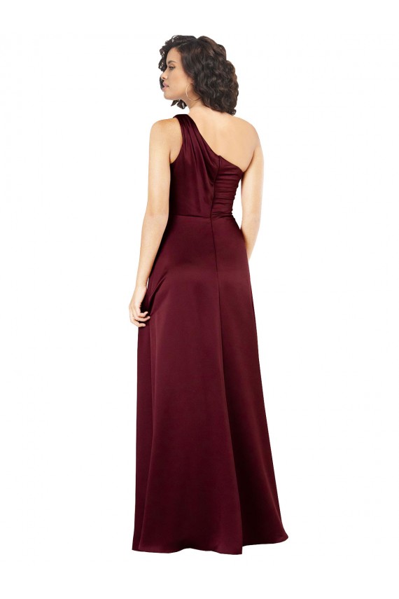 Outlet Sleeveless Silky Satin A-Line Burgundy Evening Dress Canada