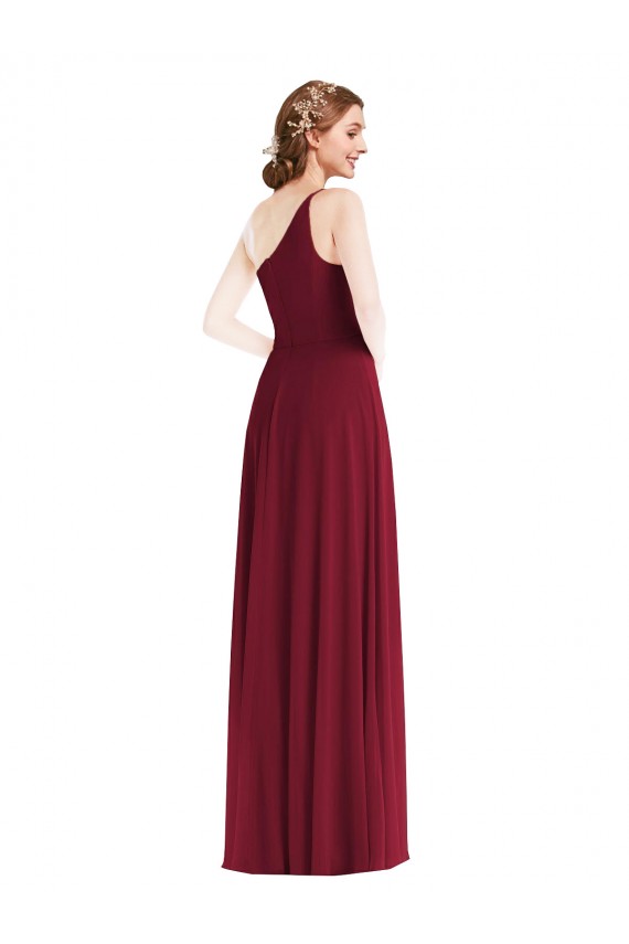 Outlet Sleeveless Soft Chiffon A-Line Burgundy Maxi Evening Dress Canada