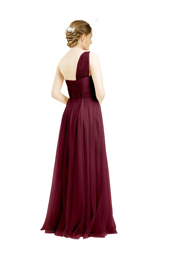 Outlet Sleeveless Tulle A-Line Burgundy Semi Formal Evening Dress Canada