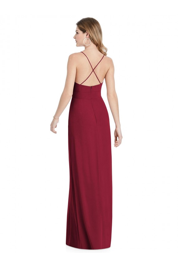 Outlet Sleeveless Soft Chiffon Open Back A-Line Burgundy Maxi Evening Gown Canada