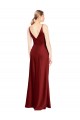 Outlet Sleeveless Stretch Satin V-Back A-Line Burgundy Evening Dress Canada
