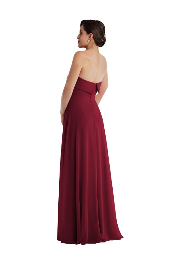 Outlet Sleeveless Soft Chiffon Low Back A-Line Burgundy Maxi Evening Dress Canada