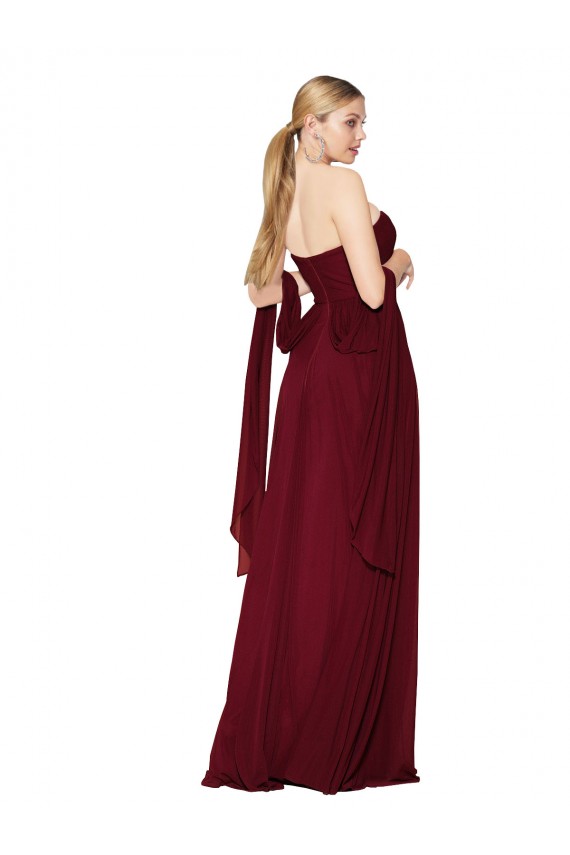Outlet Sleeveless Soft Chiffon A-Line Burgundy Evening Dress Canada