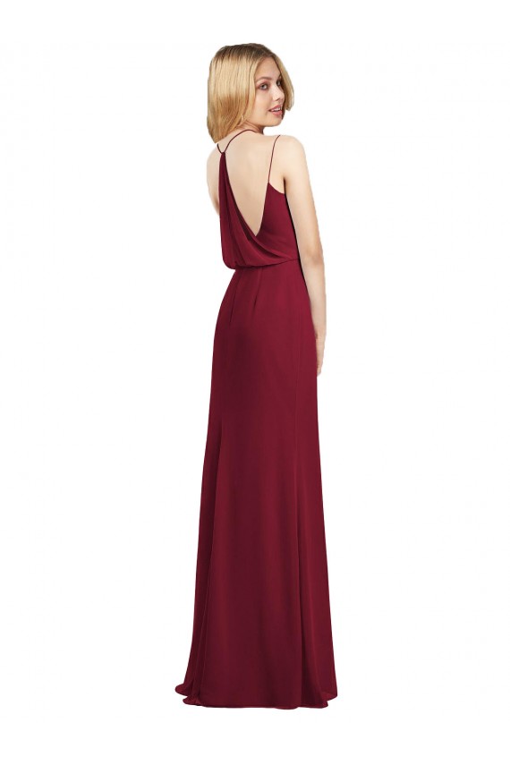 Outlet Sleeveless Chiffon A-Line Burgundy Maxi Evening Dress Canada