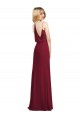 Outlet Sleeveless Chiffon A-Line Burgundy Maxi Evening Dress Canada
